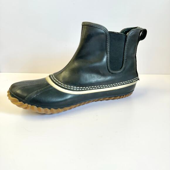 Sorel Out N About black Chelsea rubber rain boots US Size 8.5 Euro 39.5 - Picture 1 of 15